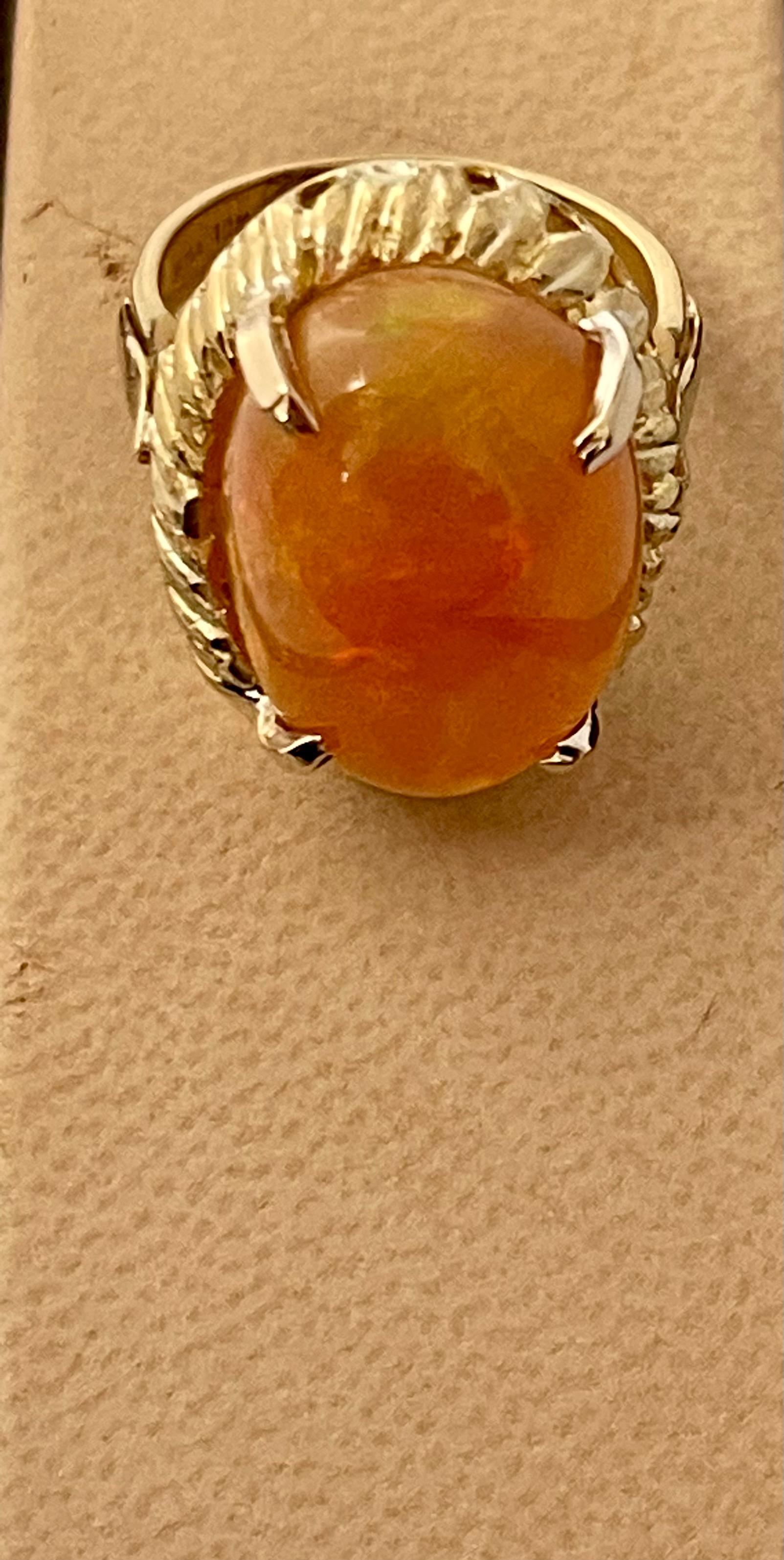 Women's 14 Carat Oval Shape Ethiopian Opal Cocktail Ring 14 Karat Yellow Gold Solid Ring For Sale
