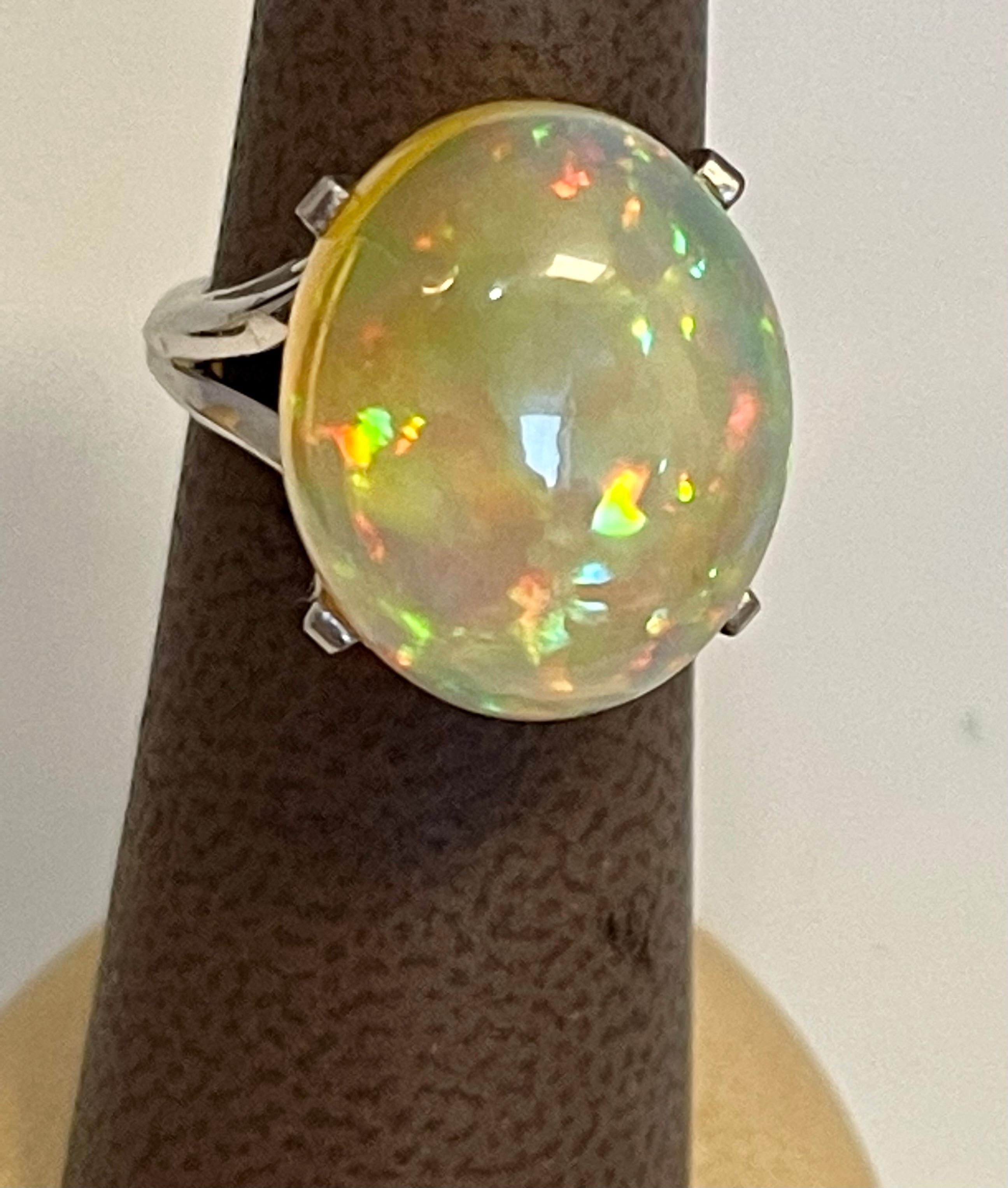 14 Carat Oval Shape Ethiopian Opal Cocktail Ring in Platinum For Sale 5