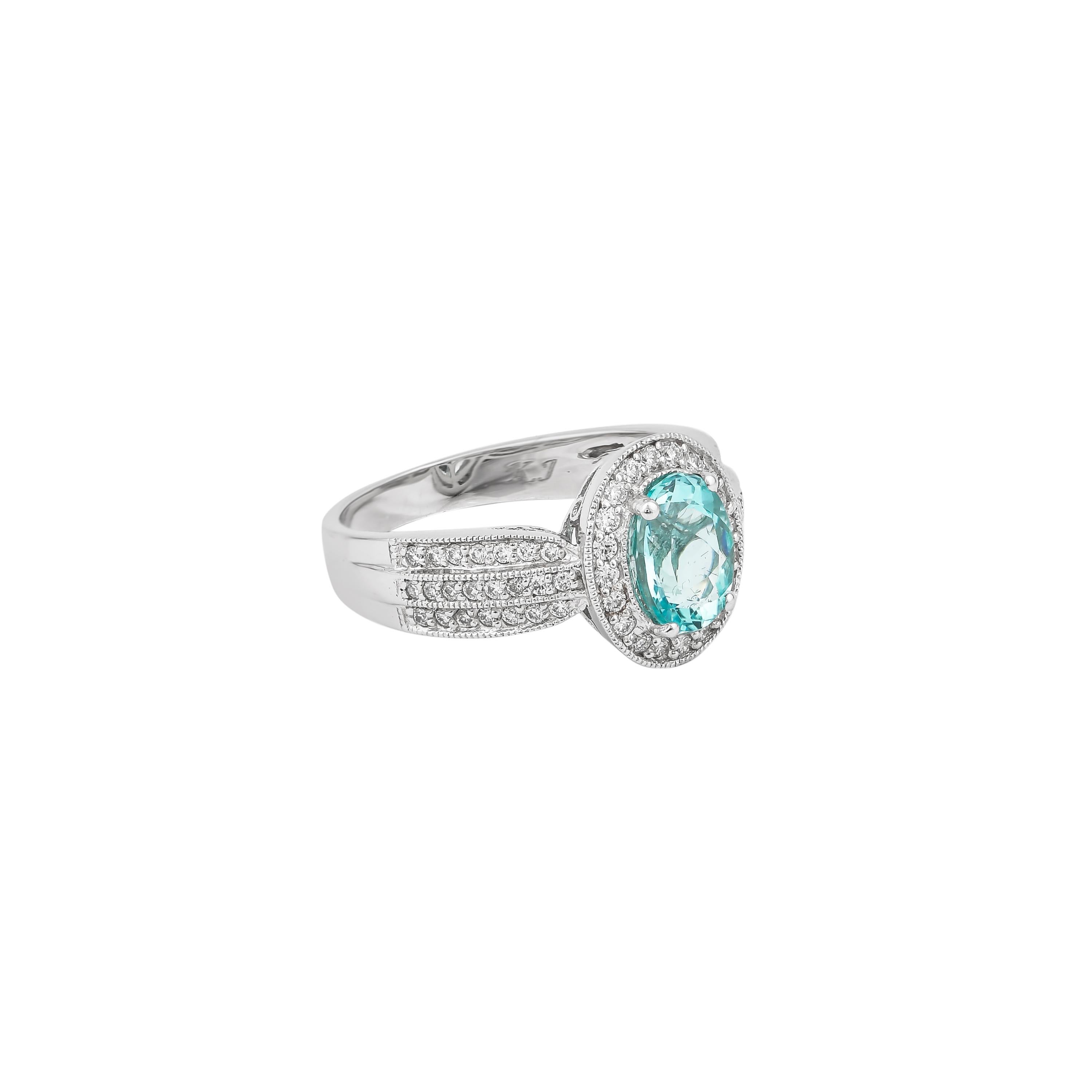 Contemporain Sunita Nahata Paraiba 1.40 carats Bague en or blanc 18 carats avec diamant blanc. en vente