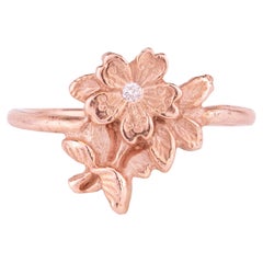 14 Carat Peach Gold Sakura Ring with an Ethically Sourced Diamond Detail