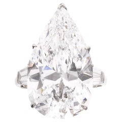 14 Carat Pear Statement Type IIa Brilliant White / D color FL/IF Diamond Ring