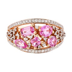1.4 Carat Pink Sapphire Ring with Diamond in 18 Karat Rose Gold