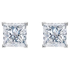14 Carat Princess Cut Diamond Stud Earrings Certified G - F VS2