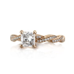 1.4 Carat Princess Diamond Ring Brilliant White 14K White Gold Elegant Sparkle