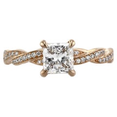 1.4 Carat Princess Diamond Ring Brilliant White 14K White Gold Elegant Sparkle