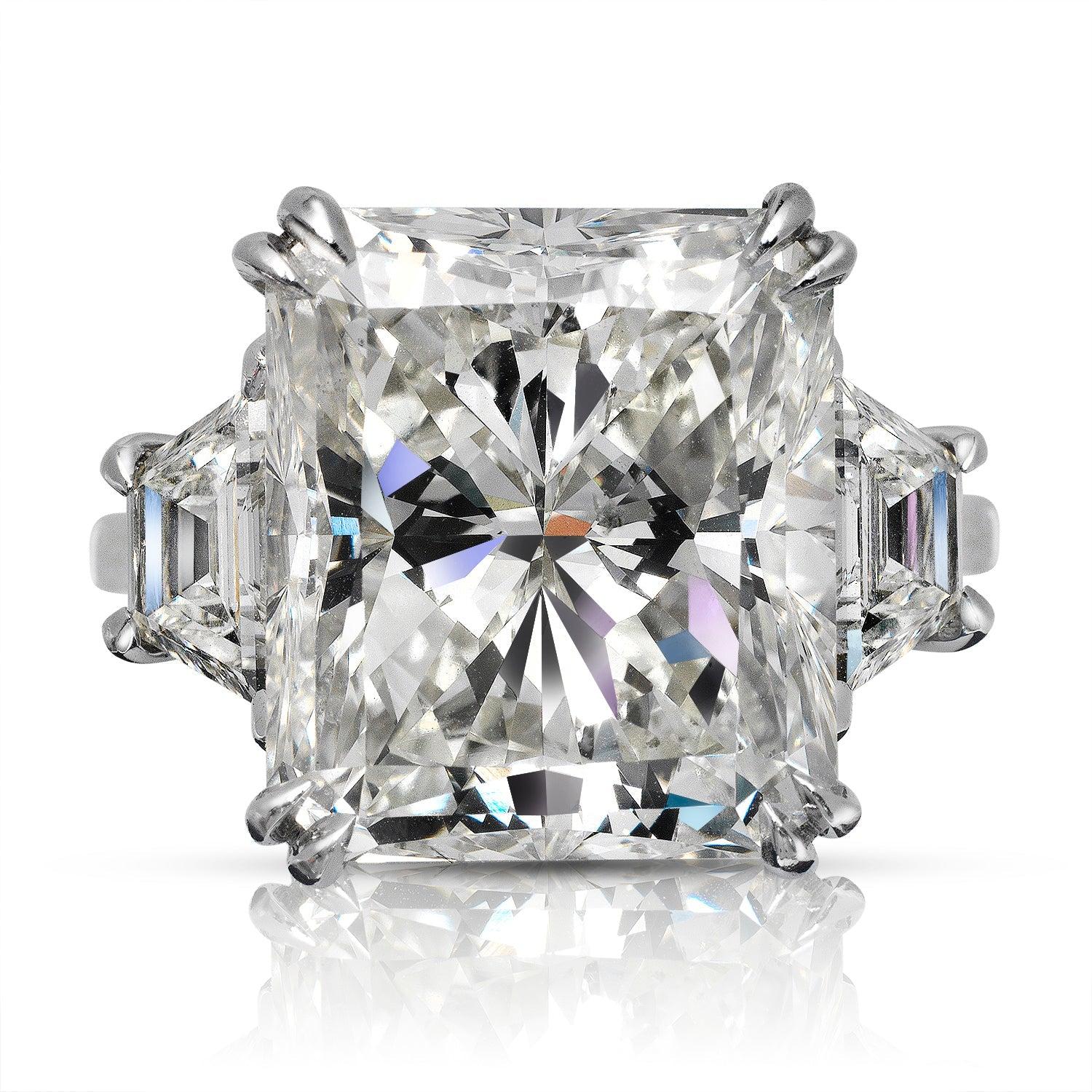 CERES 14 CARAT RADIANT CUT ENGAGEMENT RING PLATINUM  BY MIKE NEKTA 
GIA CERTIFIED
Center Diamond:

Carat Weight: 13 Carats
Color : K
Clarity: SI2
Style: RADIANT CUT-CORNERED RECTANGULAR MODIFIED BRILLIANT
Approximate Measurements: 14.6 x 12.7 x 8.8