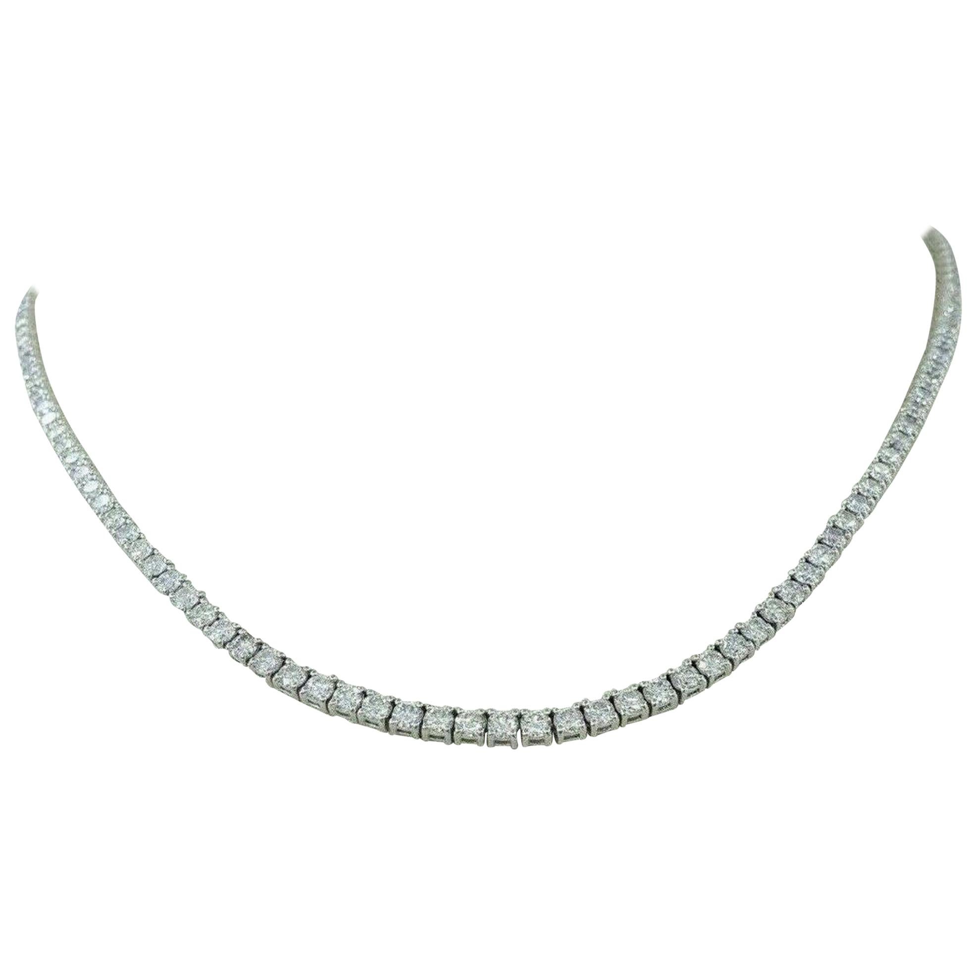 9 Carat Round Brilliant Cut Diamond Tennis Necklace