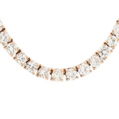 14 Carat Round Diamond Tennis 22 inch Necklace 14 Karat