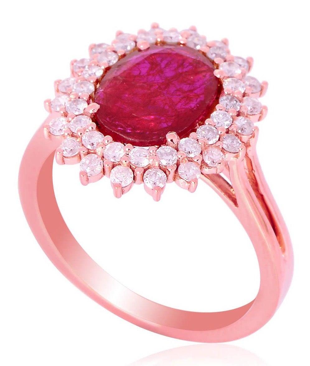 For Sale:  1.4 Carat Ruby Diamond 18 Karat Cocktail Ring 4