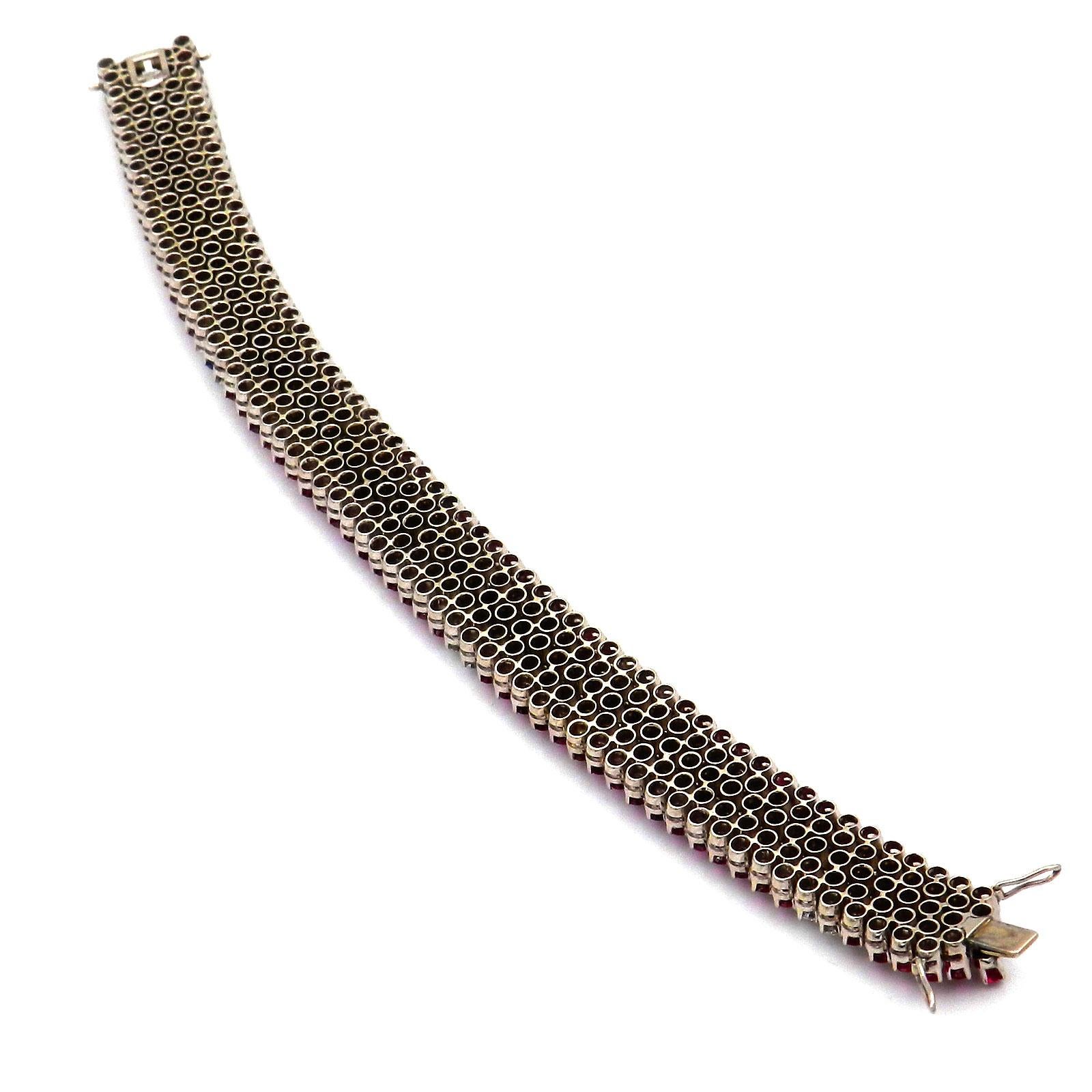 14 Carat Ruby Sapphire and Diamond Bracelet in 18K White Gold For Sale 1