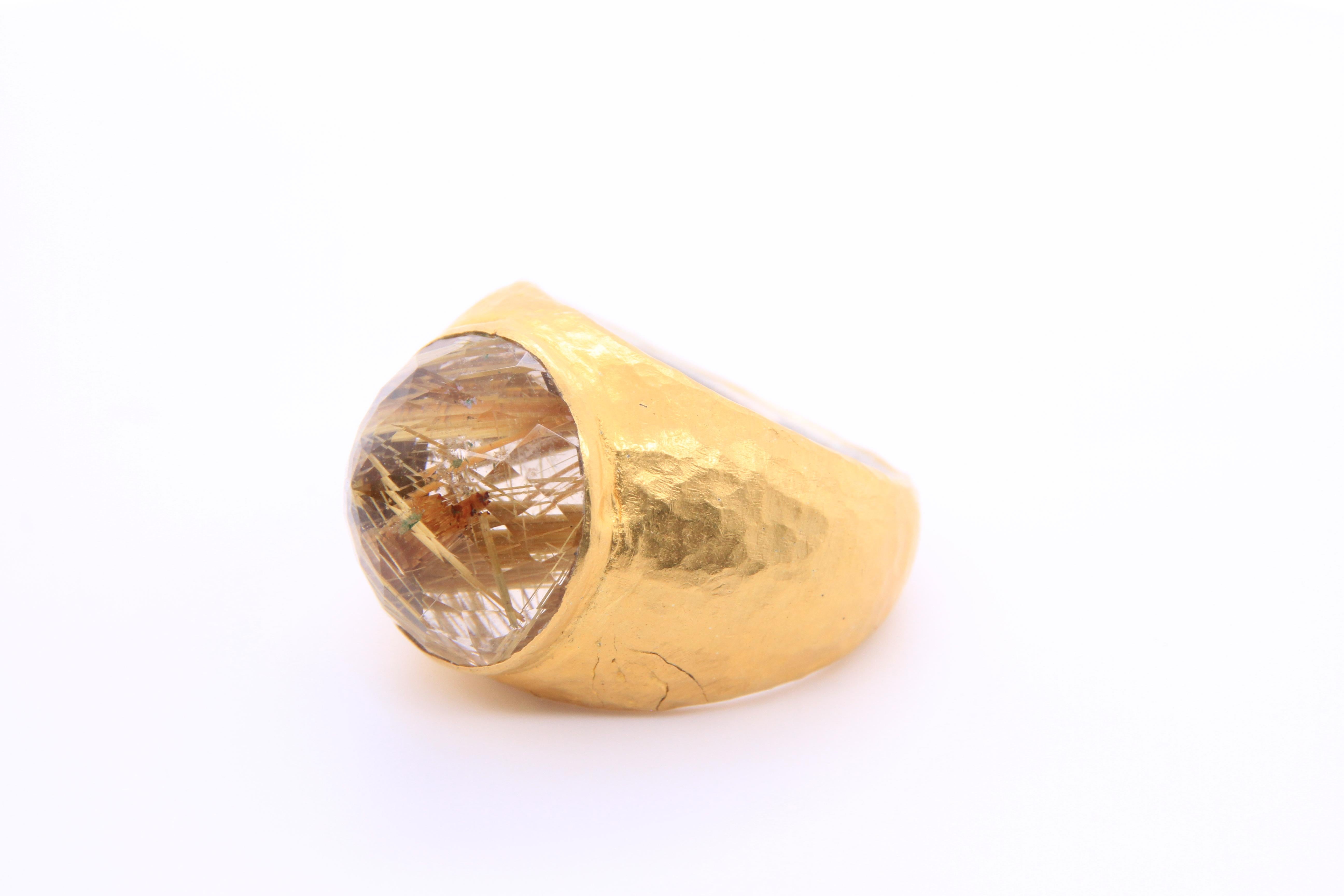 rutilated quartz gold ring