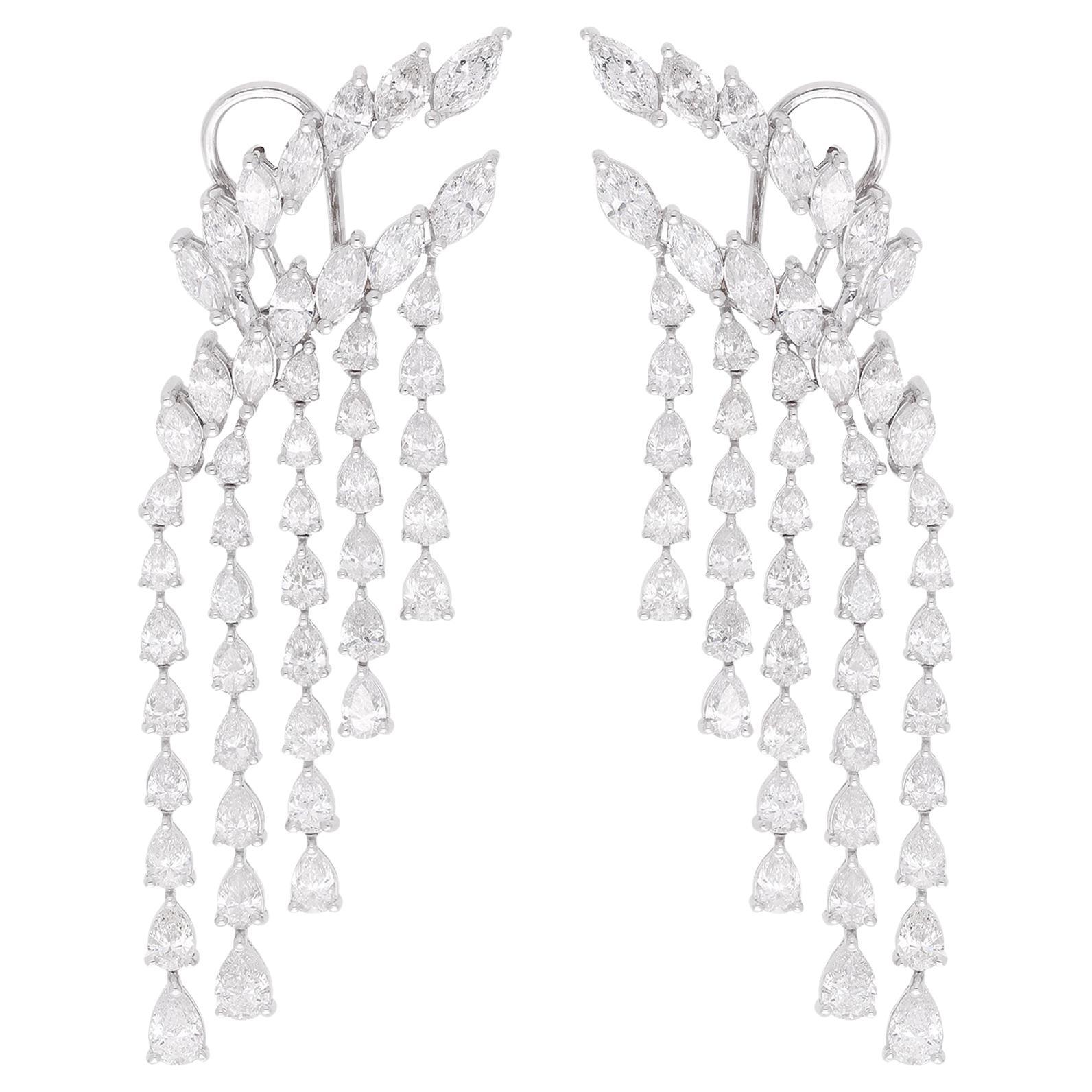 14 Karat SI Reinheit H Farbe Diamant-Kronleuchter-Ohrringe 18 Karat Weißgold