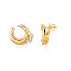 Orecchini a cerchio con diamanti da 1,4 carati SI Clarity HI Color Gioielli in oro giallo 18 carati