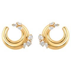 Pendientes de aro de diamantes de 1,4 quilates con claridad SI y color HI Joyas de oro amarillo de 18 quilates
