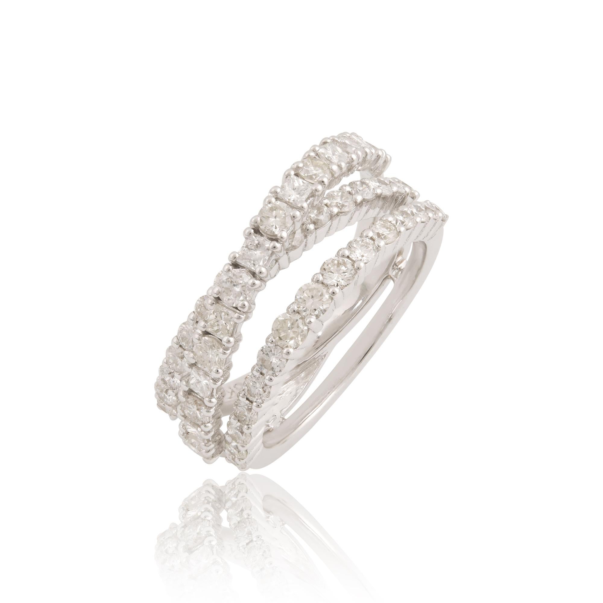 For Sale:  1.4 Carat SI/HI Diamond Criss Cross Ring 18 Karat White Gold Handmade Jewelry 2