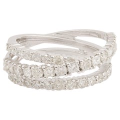 1.4 Karat SI/HI Diamant Criss Cross Ring 18 Karat Weißgold Handgefertigter Schmuck