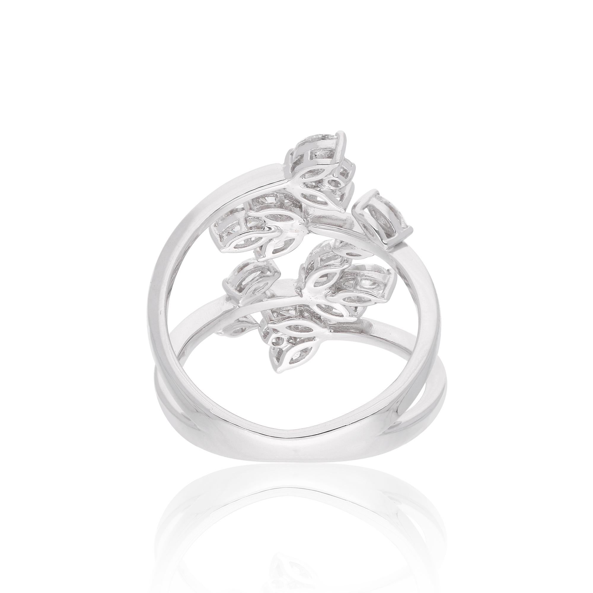 in vendita:  1,4 carati SI/HI Pear Marquise Round Diamond Leaf Wrap Ring Oro bianco 18 carati 2