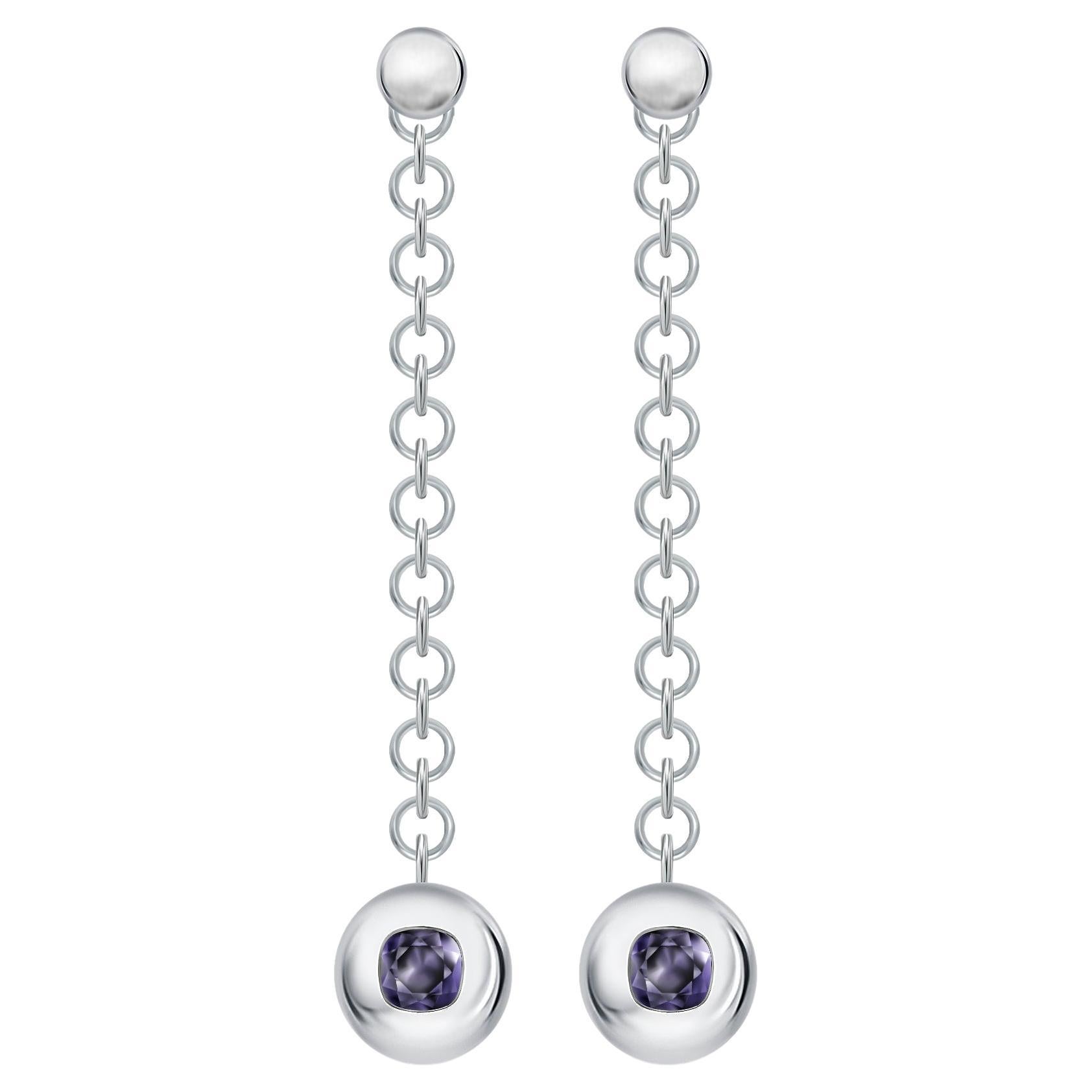 1,4 Carat Spinel 18 Karat White Gold Ball Earrings "Motion" Collection by D&A
