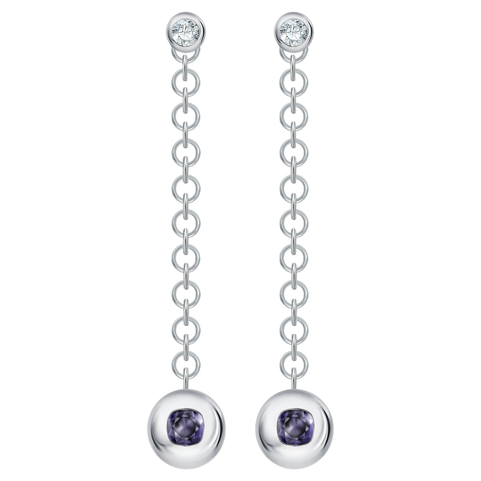 1,4 Carat Spinel Diamond 18 Karat White Gold Earrings "Motion" Collection by D&A