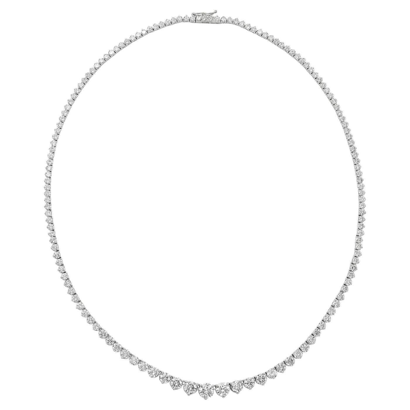 14 Carat Tennis Riviera Necklace in 14k Gold For Sale