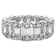 14 Carat Total Weight 1ct Each Emerald Cut Eternity Band ALL GIA Certified