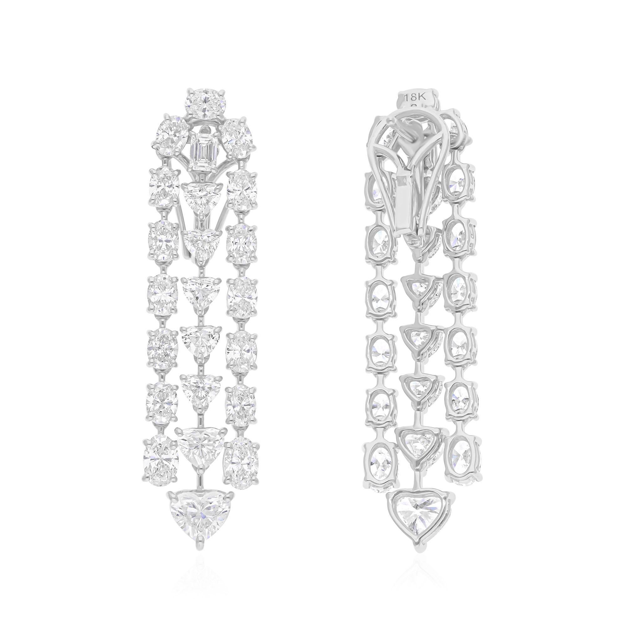 14 Boucles d'oreilles de mariage en or blanc 14 carats 8.44Ct Diamond Natural Chandelier Drop Ears Neuf - En vente à Diera, Dubai