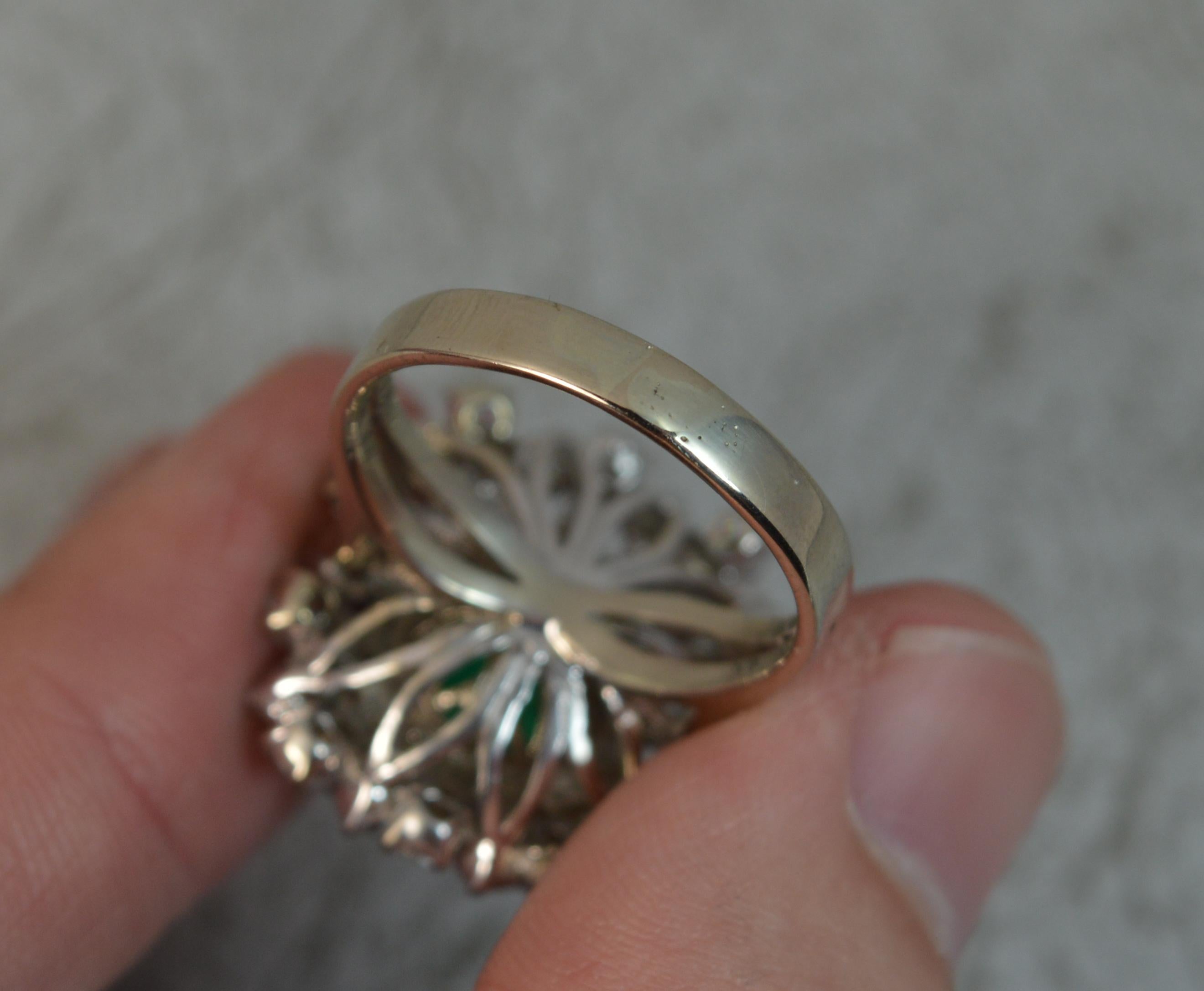 14 Carat White Gold Emerald VS1 2.25 Carat Diamond Cluster Ring 6
