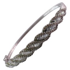 14 Carat White Gold Multi Diamond Bangle