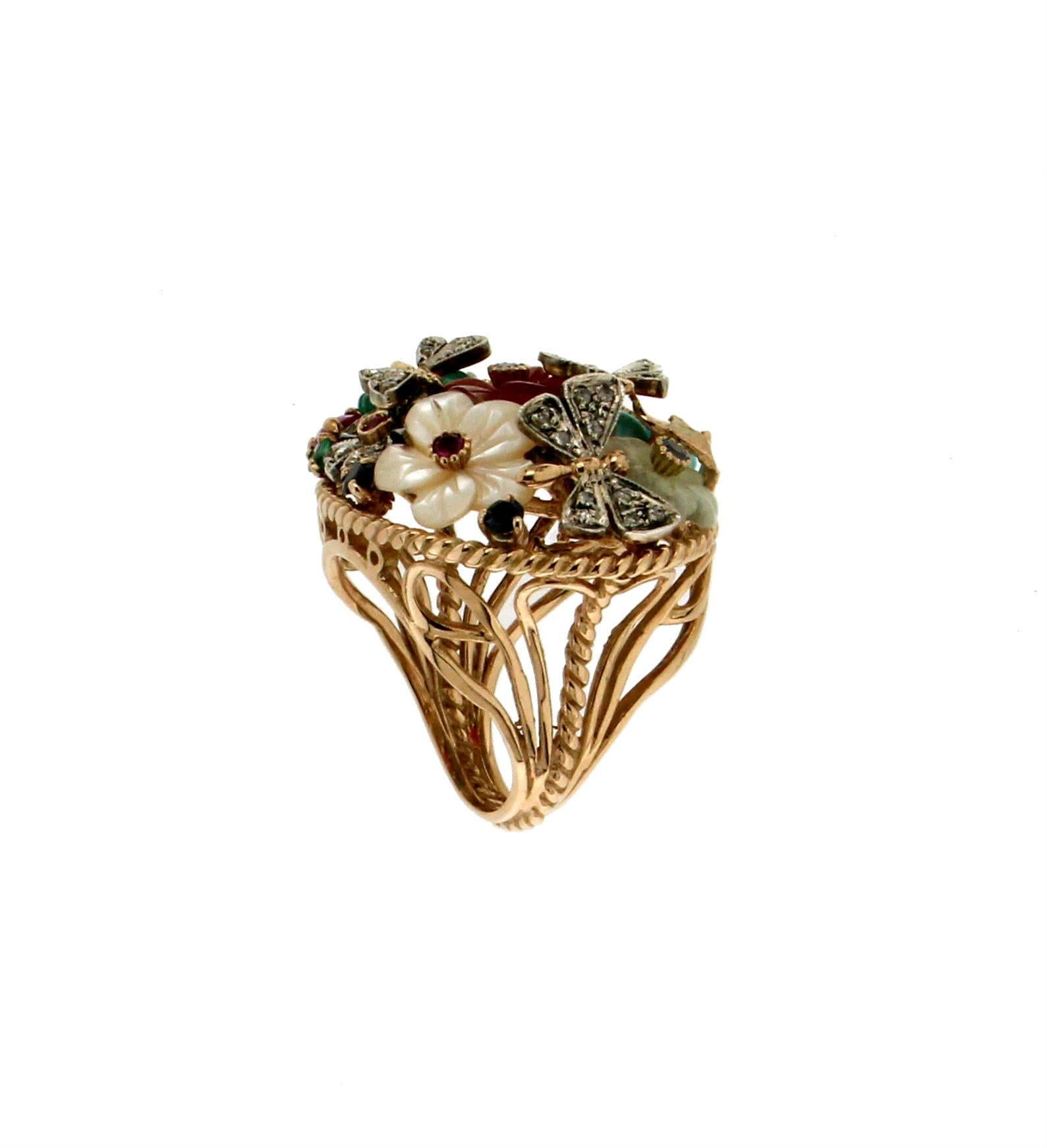 14 Carat Yellow Gold Cocktail Ring In New Condition In Marcianise, IT