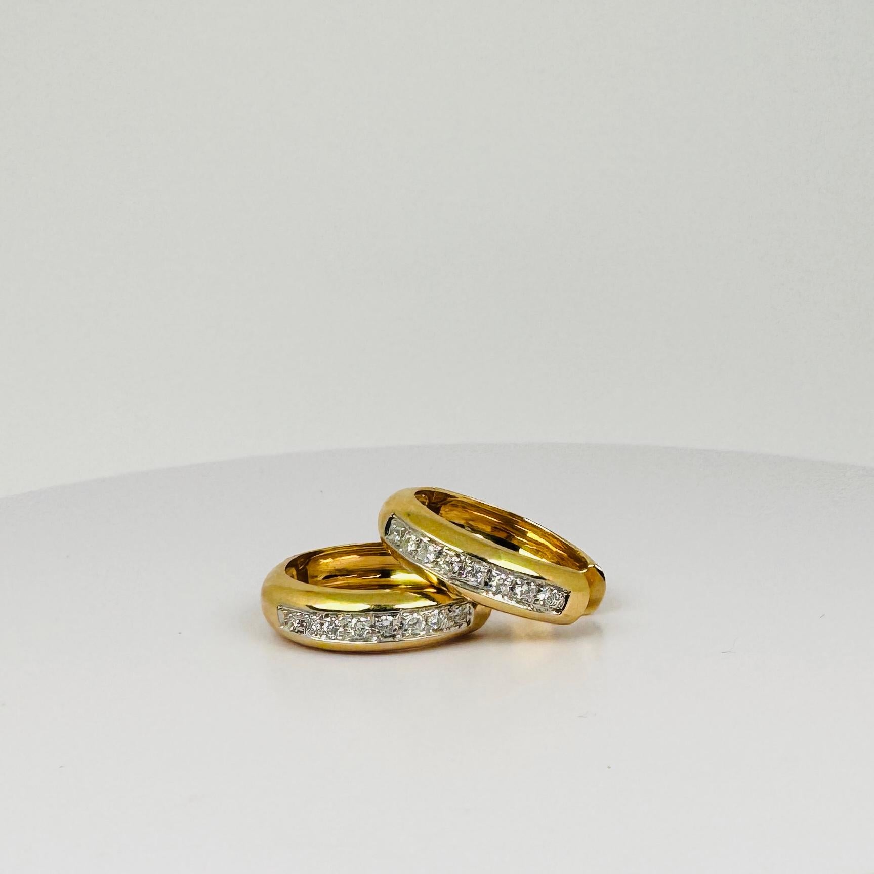 Brilliant Cut 14 carat yellow gold earrings brilliant cut 16 diamonds clarity si 0.64 carat For Sale