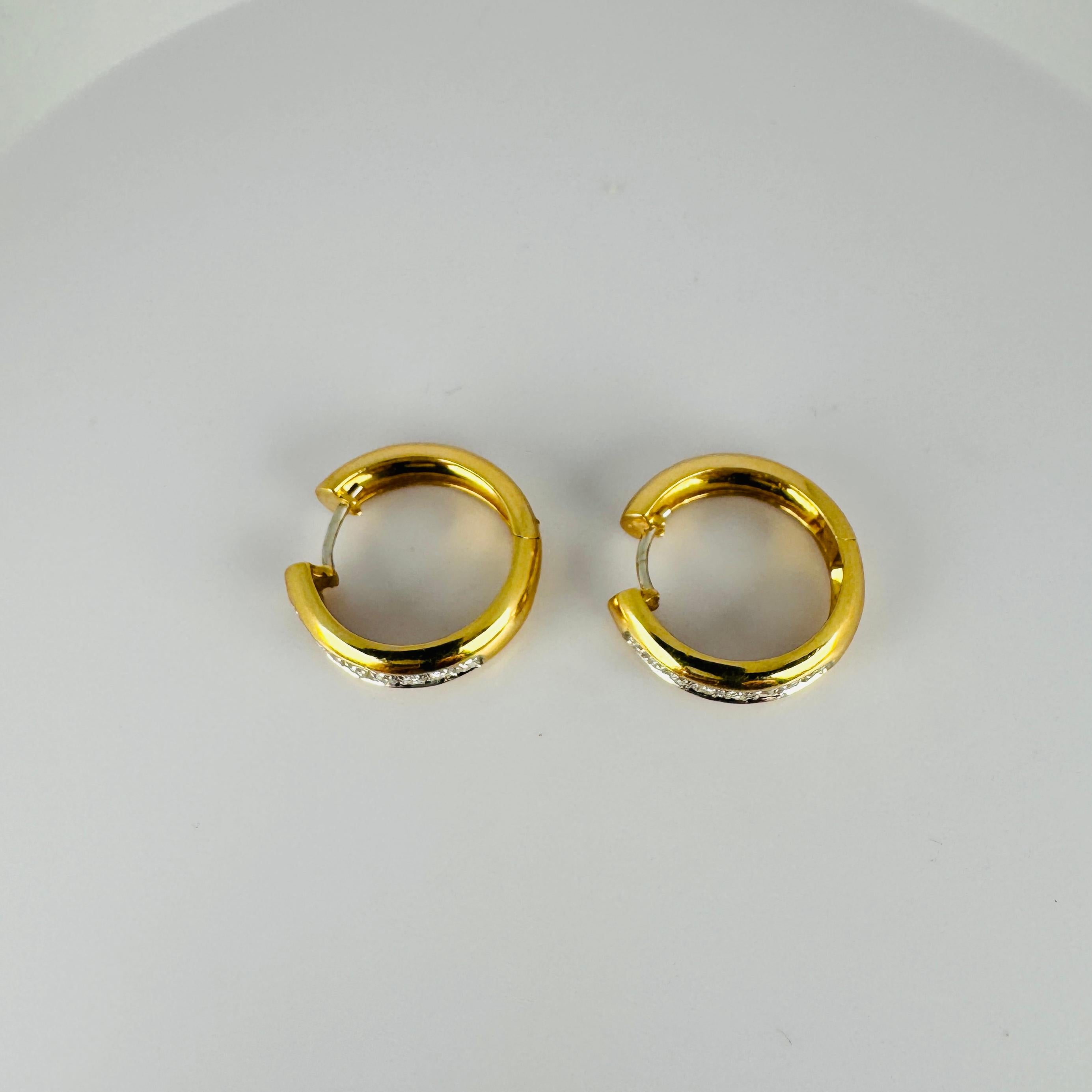 14 carat yellow gold earrings brilliant cut 16 diamonds clarity si 0.64 carat For Sale 2