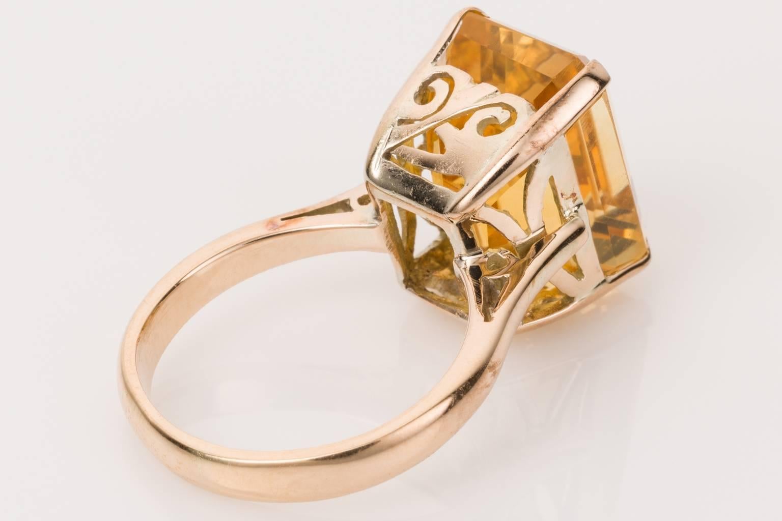 emerald cut citrine ring yellow gold