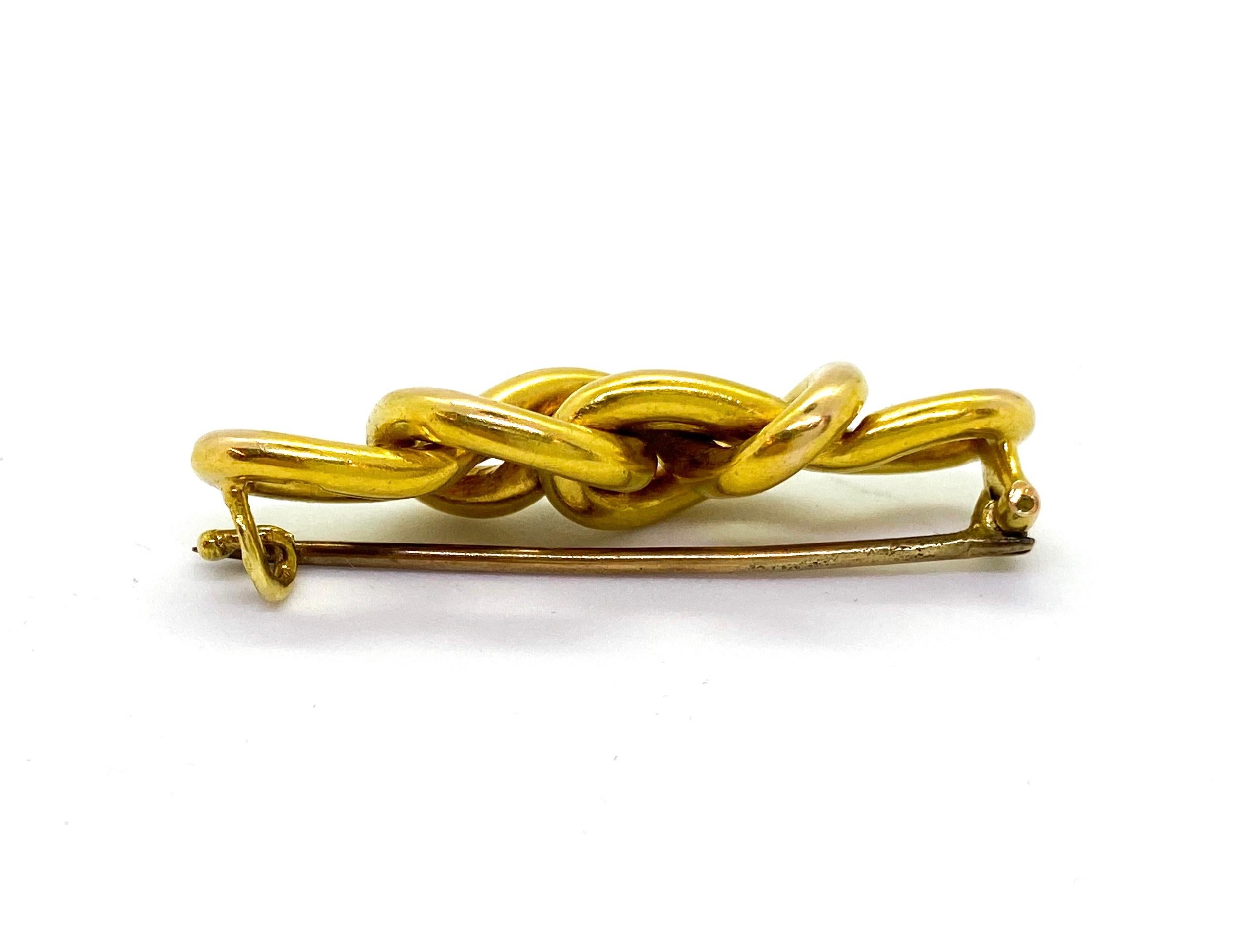 14 Carat Yellow Gold Mikhail Perchin Fabergé Knot Brooch Russia For Sale 2