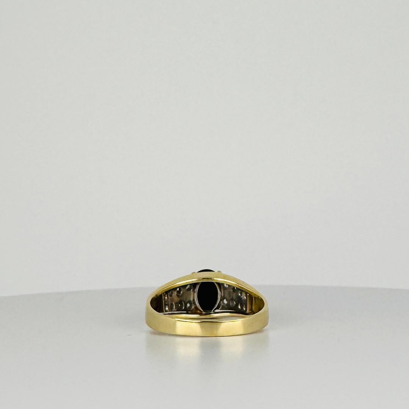 14k yellow gold ring oval blue sapphire 0.4 ct diamonds brilliant cut 0.16 ct 1
