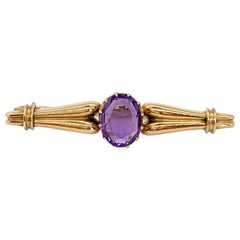 14 Karat Yellow Gold Russia Faceted Amethyst Brooch