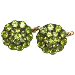 14 Karat Yellow Gold Russia St.Petersburg Stones Demantoid Earrings