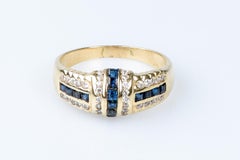 14 carat yellow gold sapphires ring