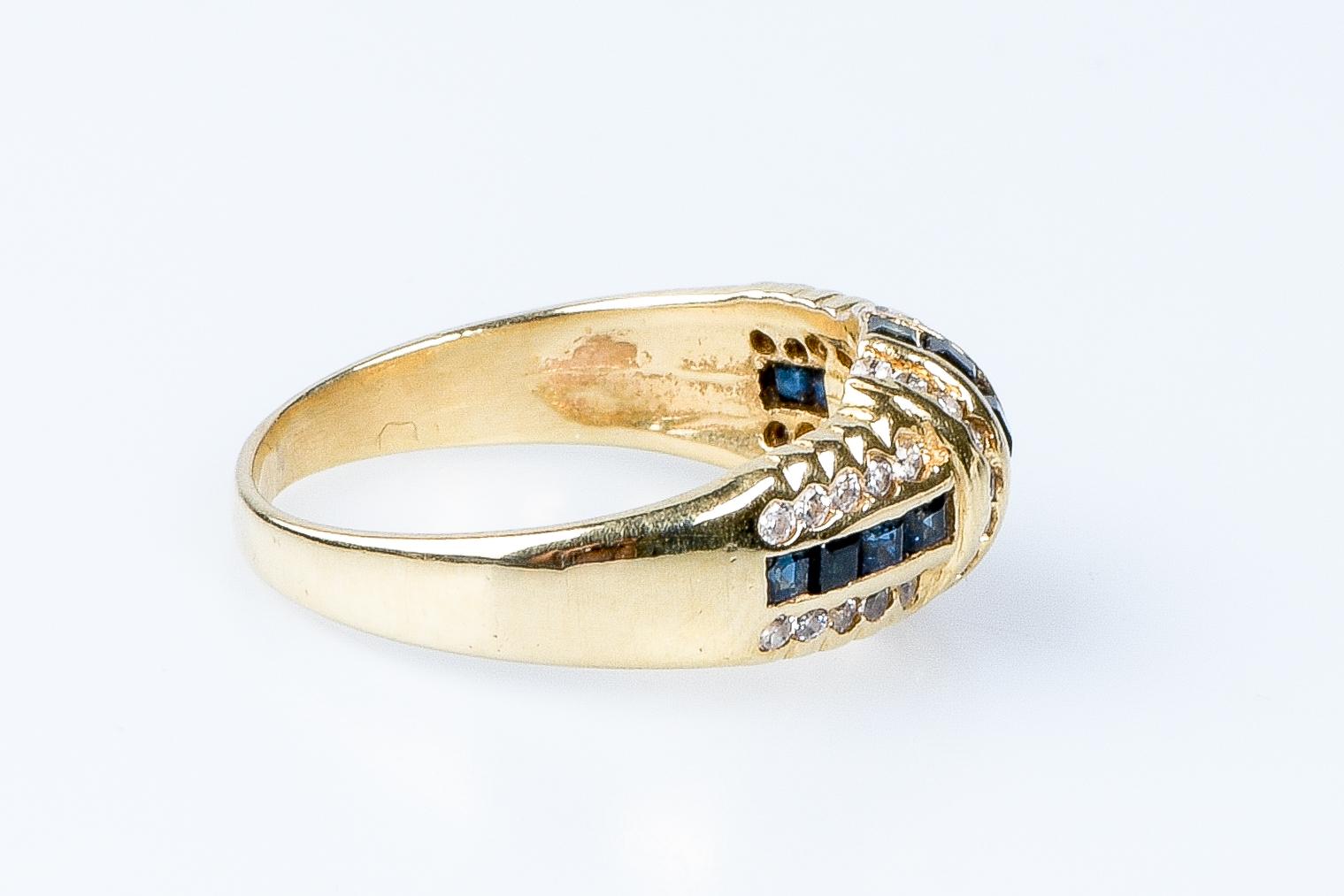 14 carat yellow gold sapphires ring  In Excellent Condition For Sale In Monte-Carlo, MC