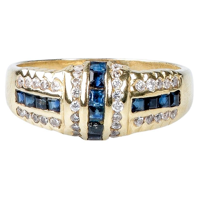 14 carat yellow gold sapphires ring  For Sale