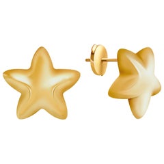 14 Carat Yellow Gold Star Stud Earrings