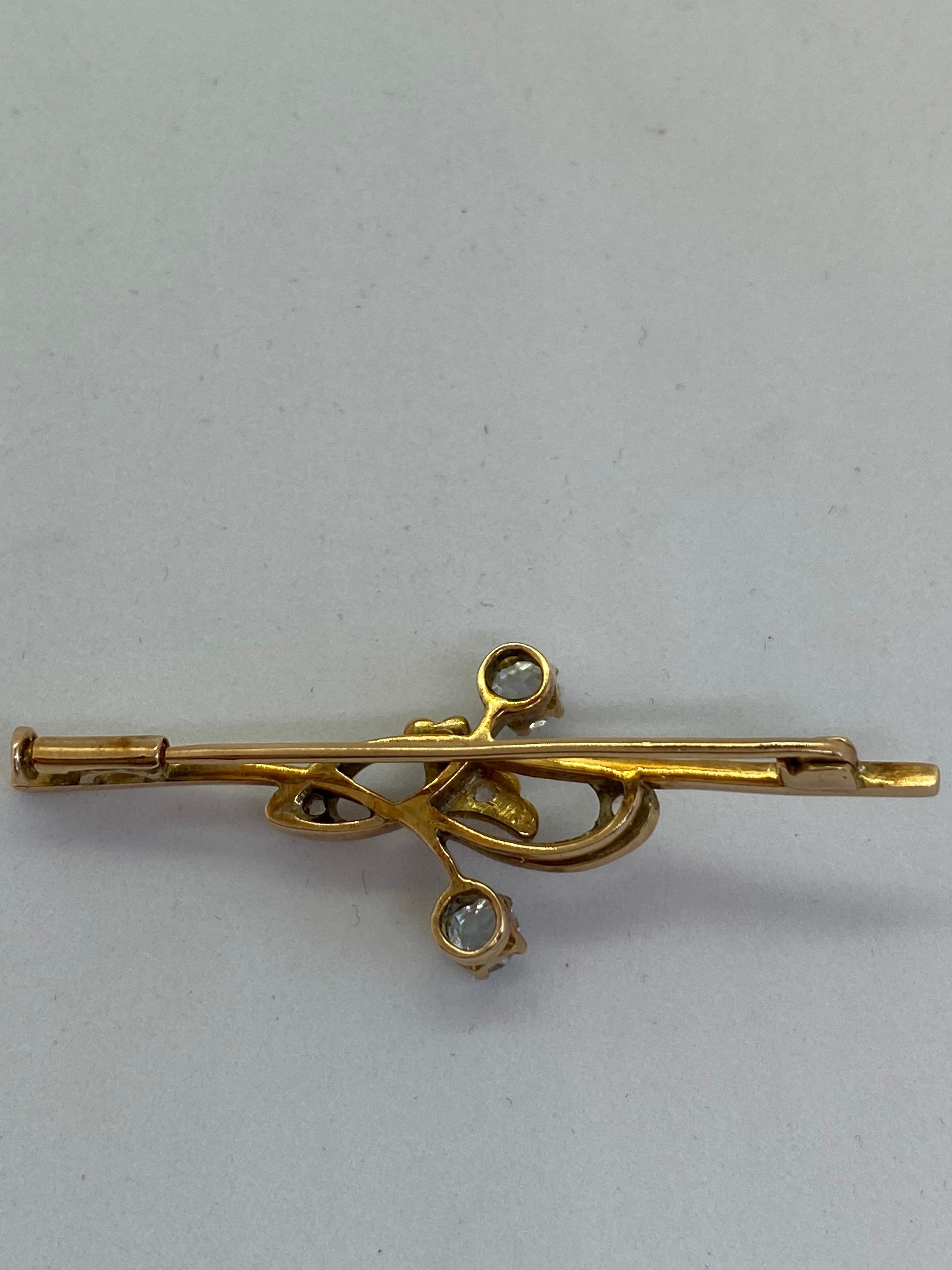 14 Carat Yellow Gold Stones Russia CCCP Brooch Soviet Art For Sale 2