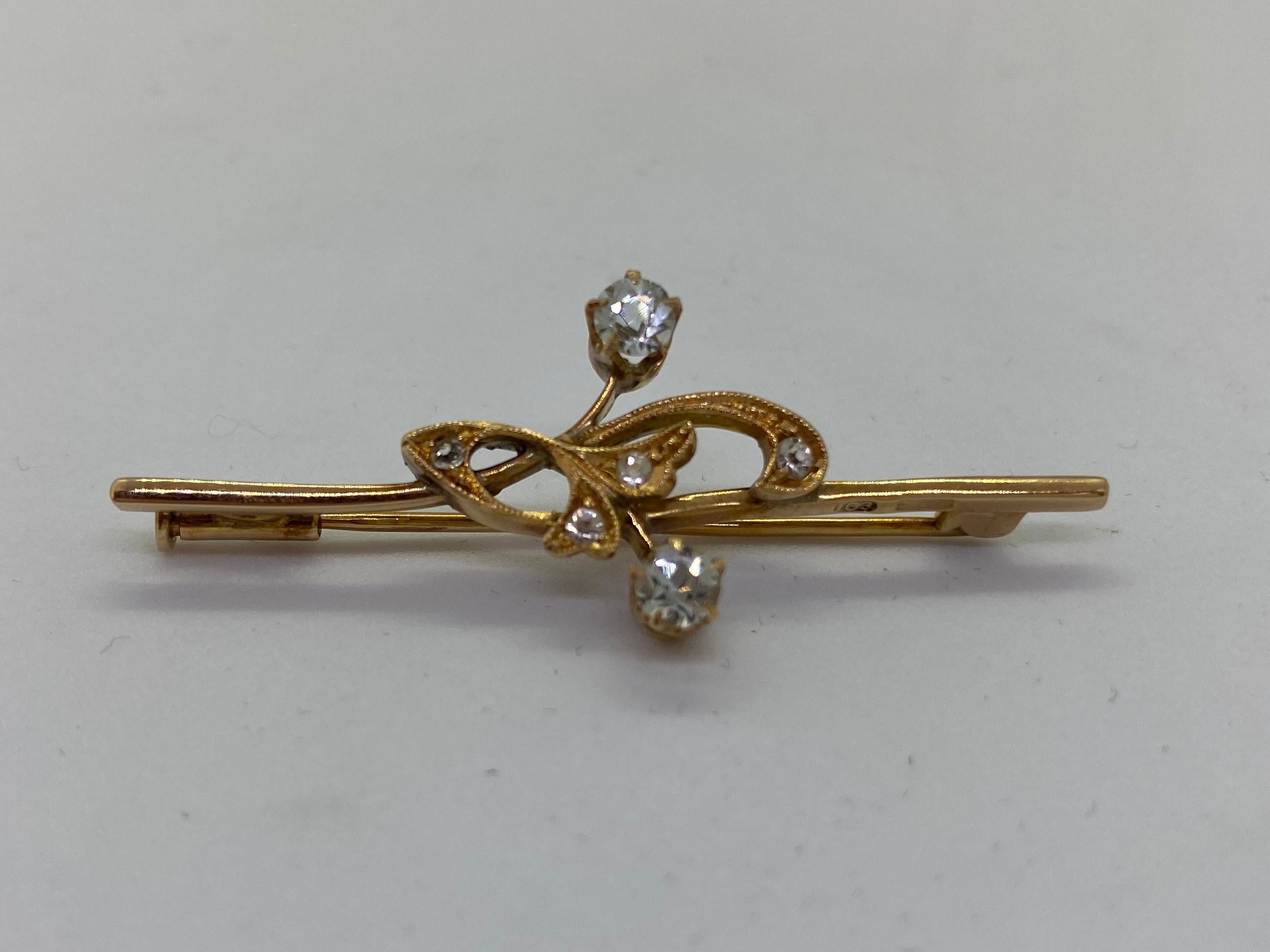 Broche Oro Amarillo 14 Quilates Piedras Rusia CCCP Arte Soviético Imperio ruso en venta