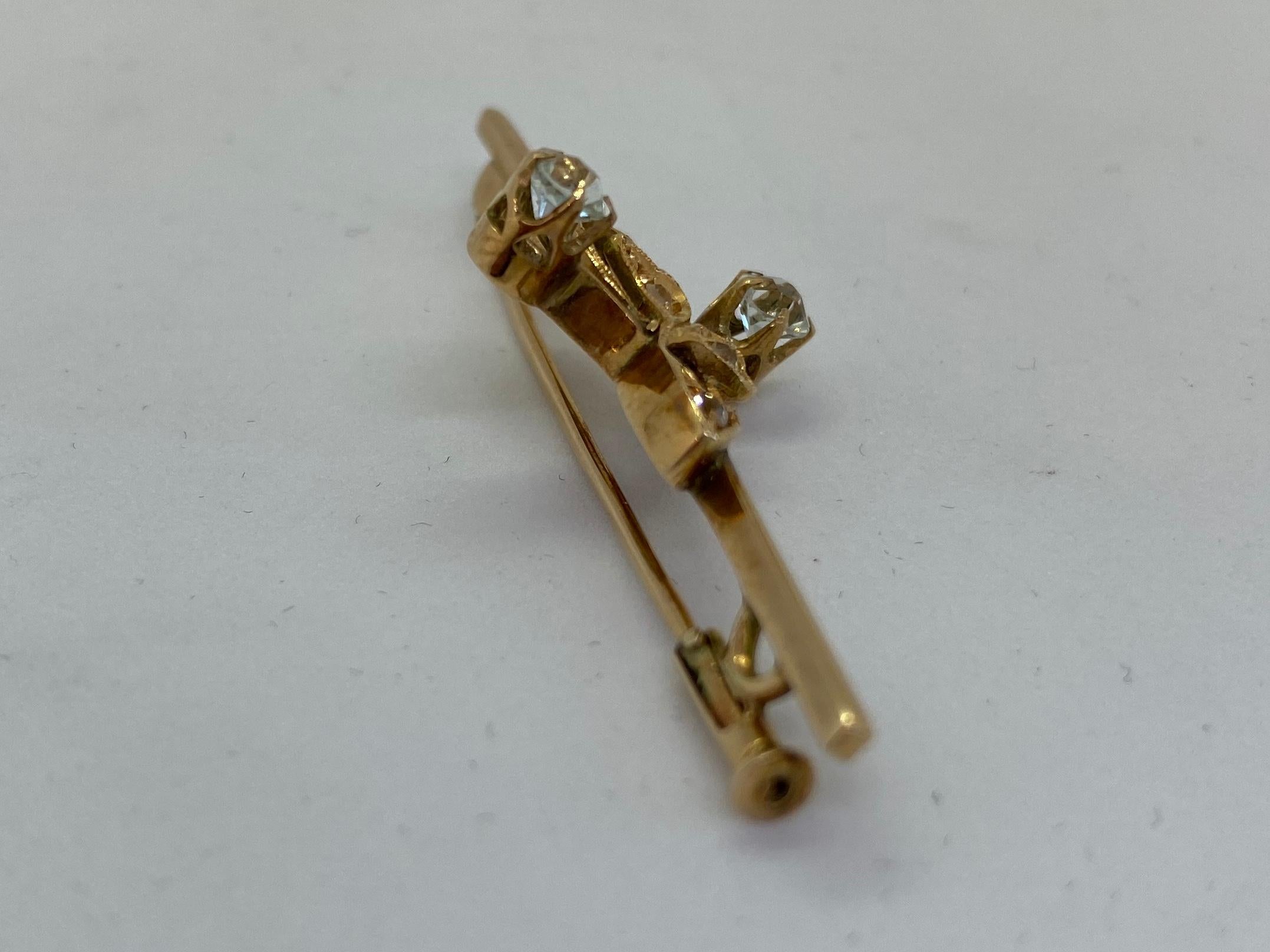 De las mujeres Broche Oro Amarillo 14 Quilates Piedras Rusia CCCP Arte Soviético en venta
