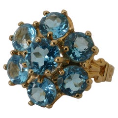 14 Carat Yellow Gold Vintage Blue Topaz Dress/Cocktail Ring