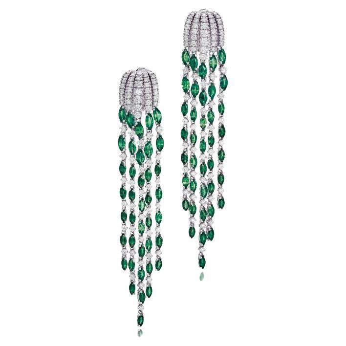14 Carats Emeralds and Diamond Earrings