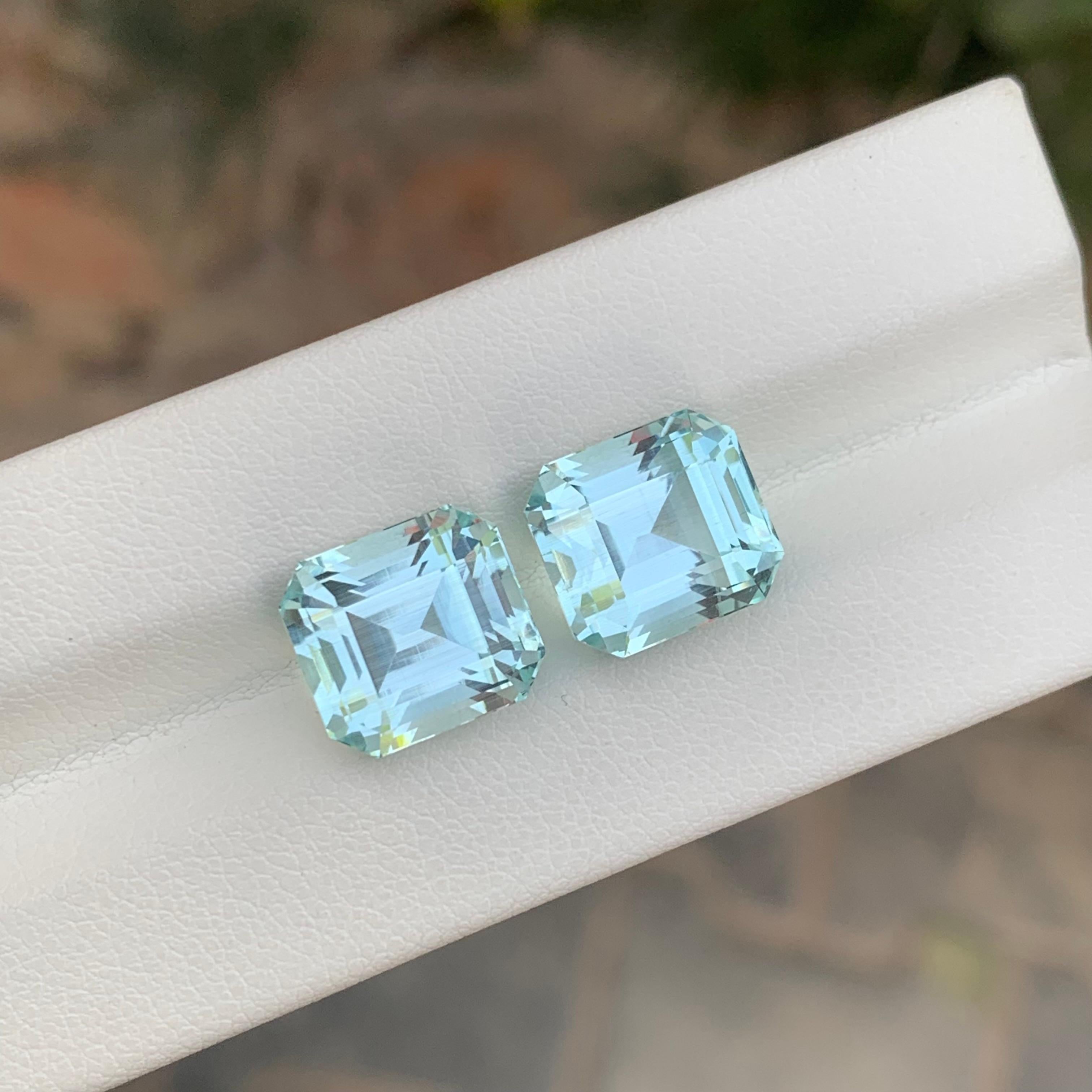14 Carats Natural Loose Aquamarine Pairs For Earrings Jewelry For Sale 4