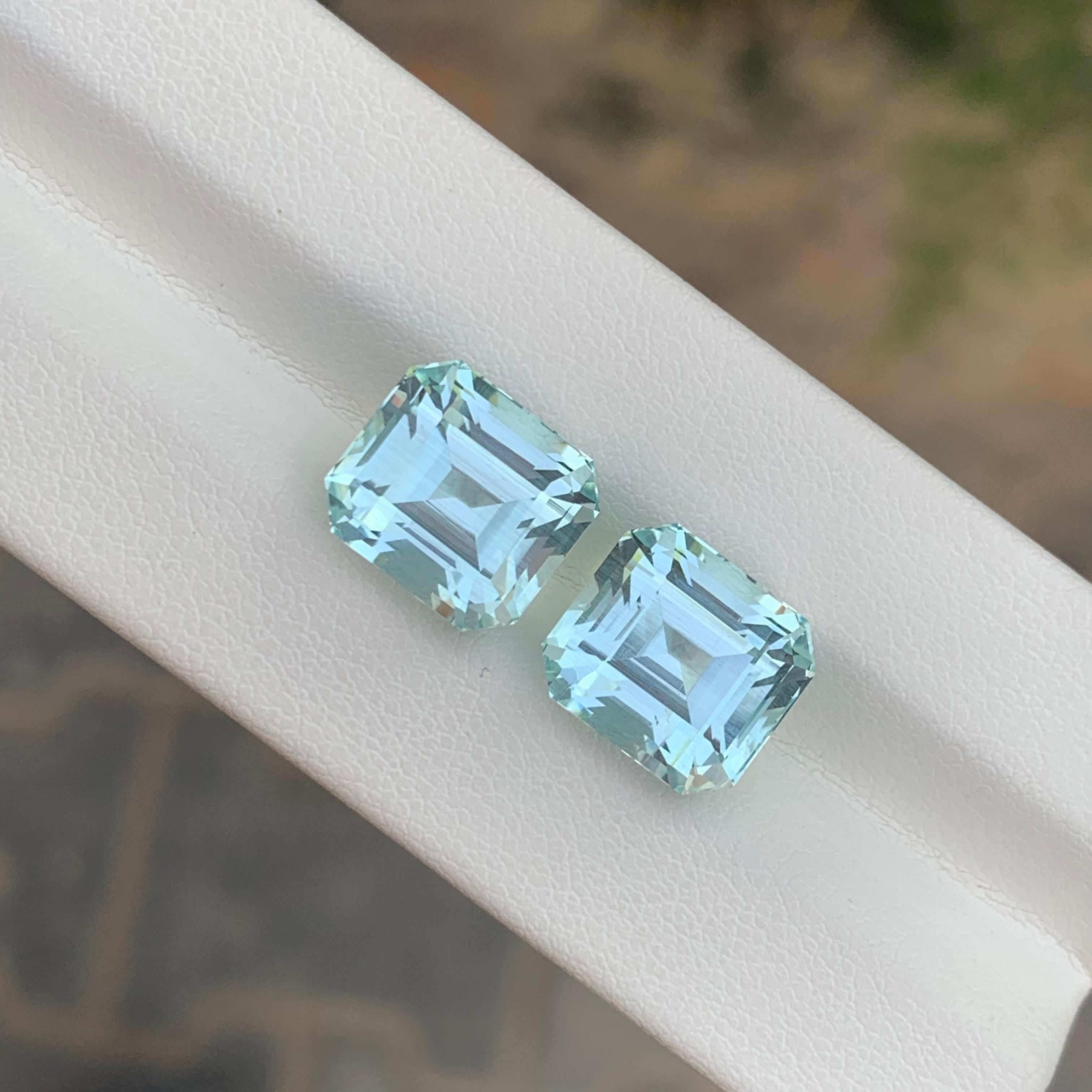 14 Carats Natural Loose Aquamarine Pairs For Earrings Jewelry For Sale 6