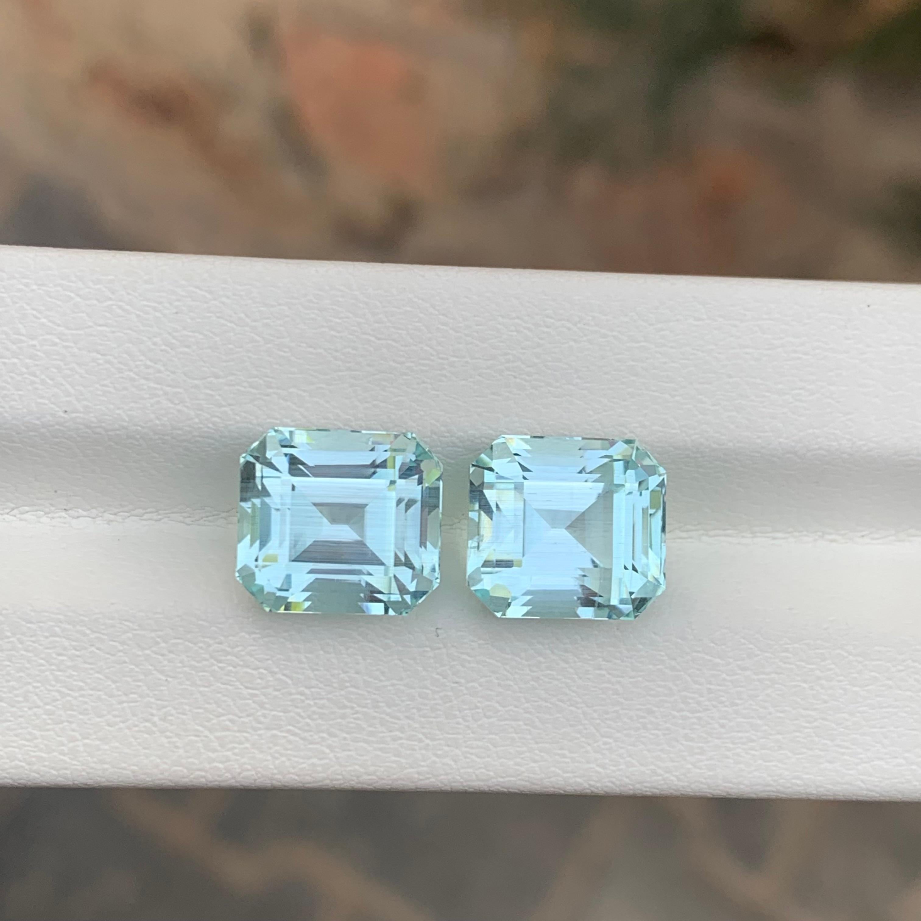 14 Carats Natural Loose Aquamarine Pairs For Earrings Jewelry For Sale 7