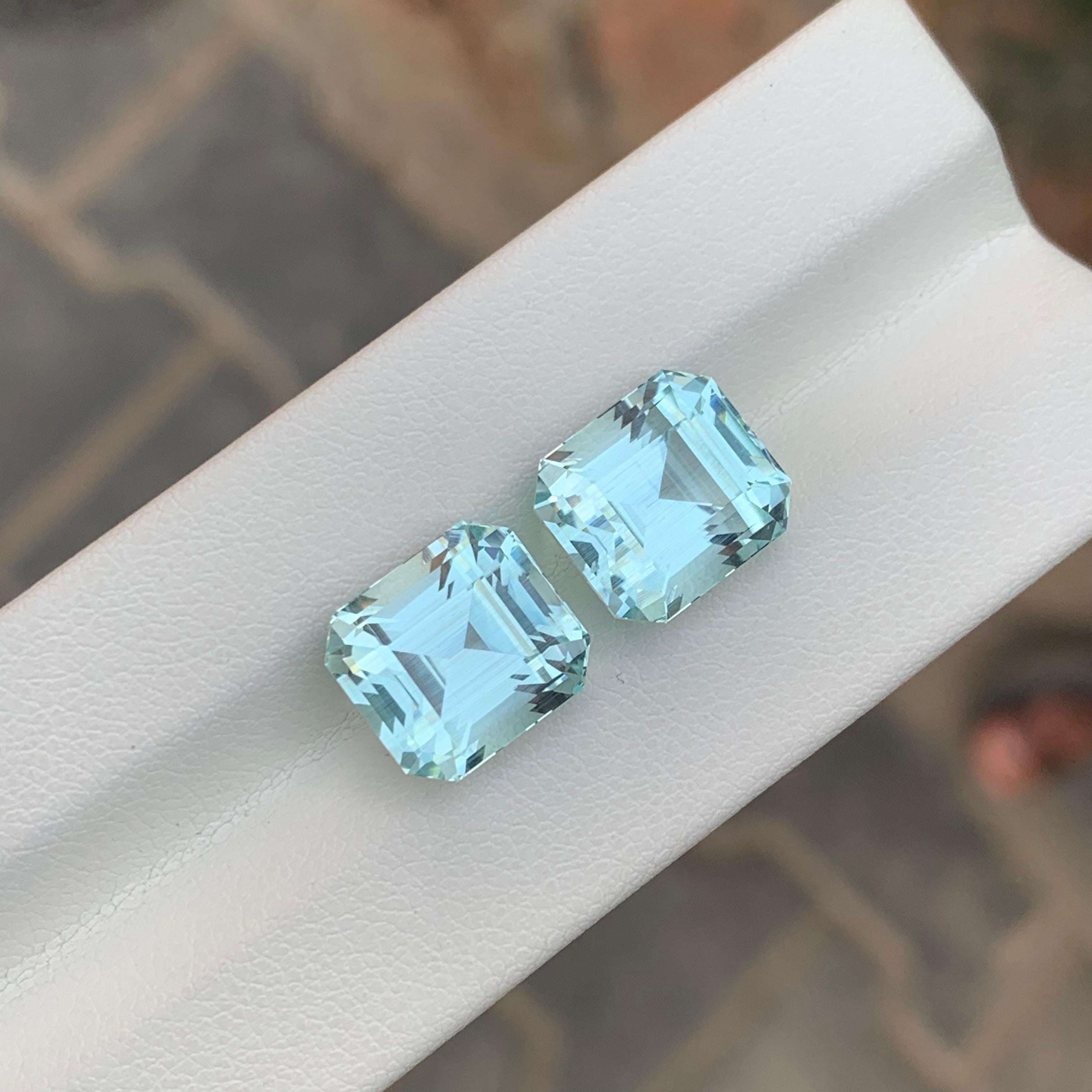 14 Carats Natural Loose Aquamarine Pairs For Earrings Jewelry For Sale 8