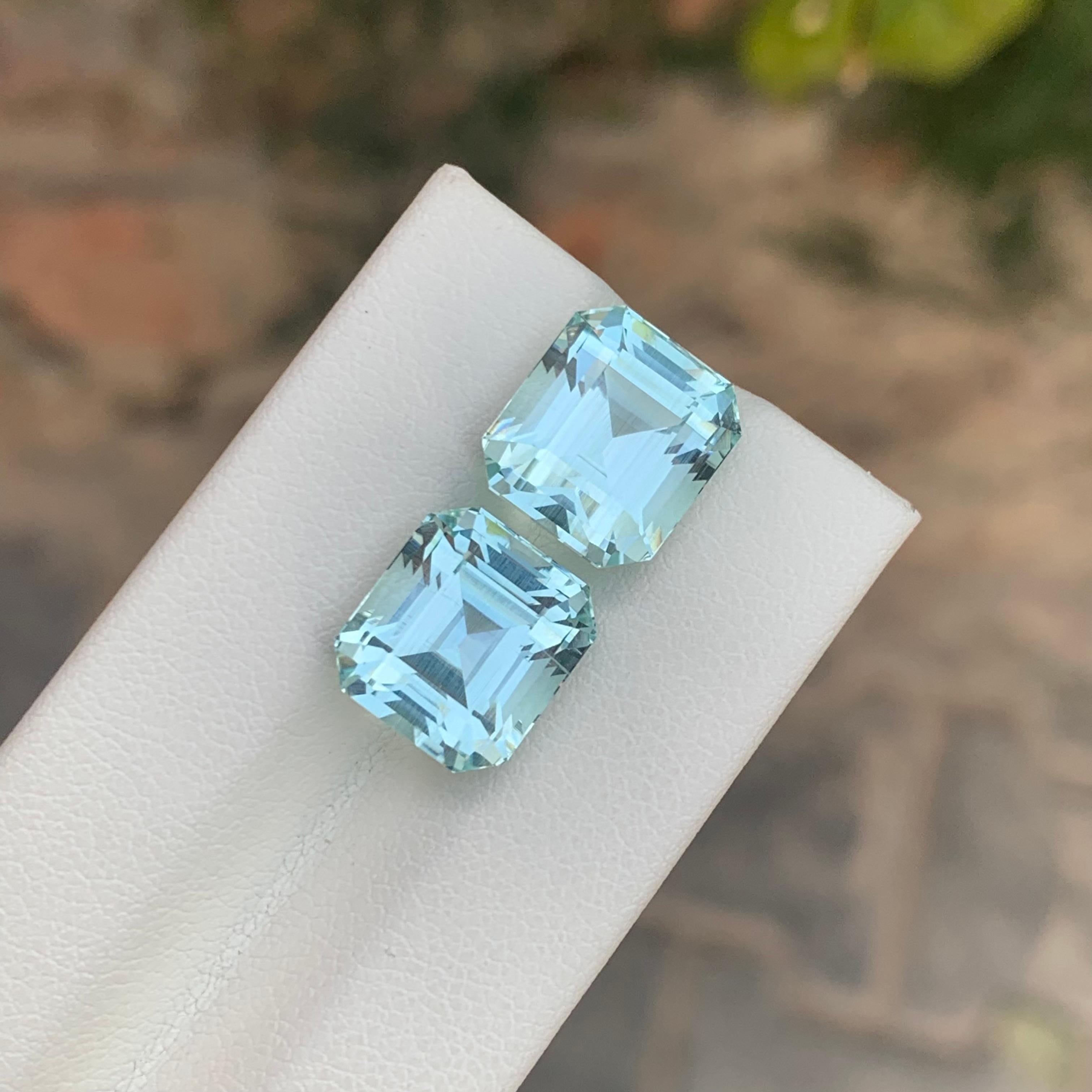 14 Carats Natural Loose Aquamarine Pairs For Earrings Jewelry For Sale 9